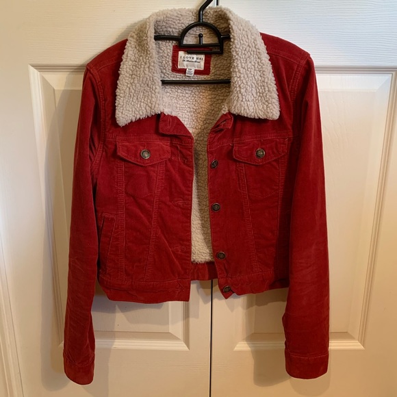 Jackets & Blazers - Fur-fleeced Corduroy Red jacket